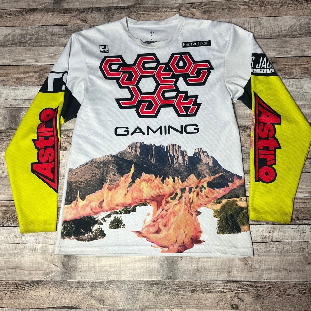 Cactus Jack Gaming Jersey Men's Large White Travis Scott Rapper Huncho Jack Rap